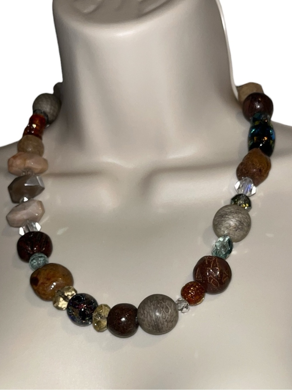 JAM Designs Multi-Colored Beaded Women's Necklace - Natural Earth Tones